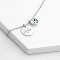 Personalised Personalised Silver Birthstone Crystal and Disc Necklace