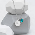 Personalised Personalised Silver Birthstone Crystal and Disc Necklace