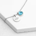 Personalised Personalised Silver Birthstone Crystal and Disc Necklace