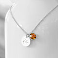 Personalised Personalised Silver Birthstone Crystal and Disc Necklace