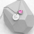 Personalised Personalised Silver Birthstone Crystal and Disc Necklace