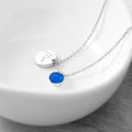 Personalised Personalised Silver Birthstone Crystal and Disc Necklace