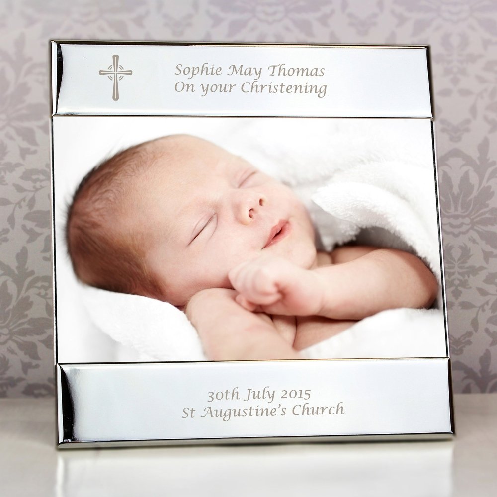 Personalised Silver Cross Square 6x4 Inch Photo Frame
