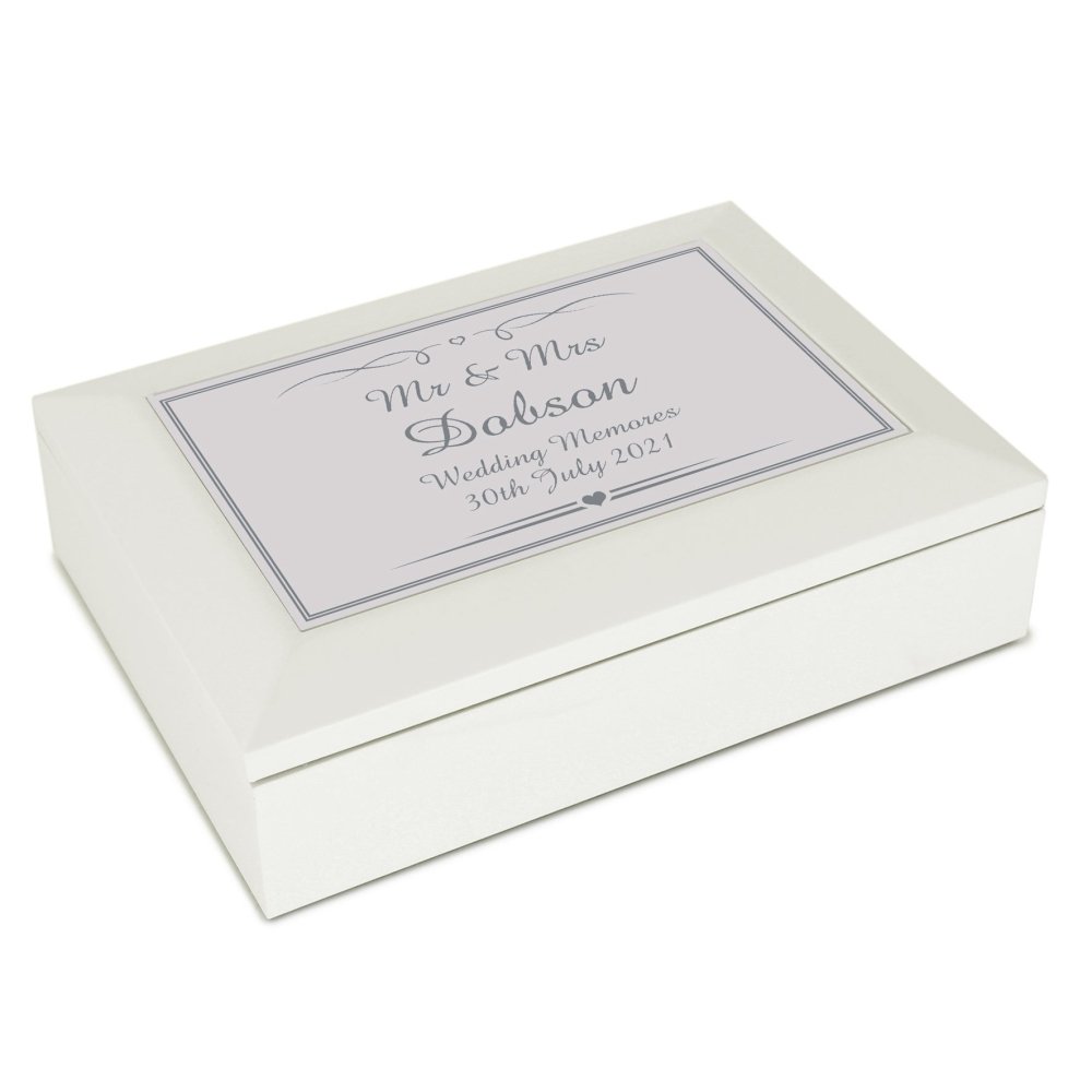 Personalised Silver Elegant Wooden Jewellery Box