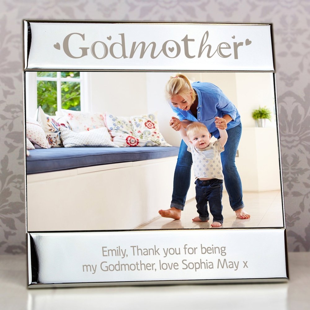Personalised Silver Godmother Square 6x4 Inch Photo Frame