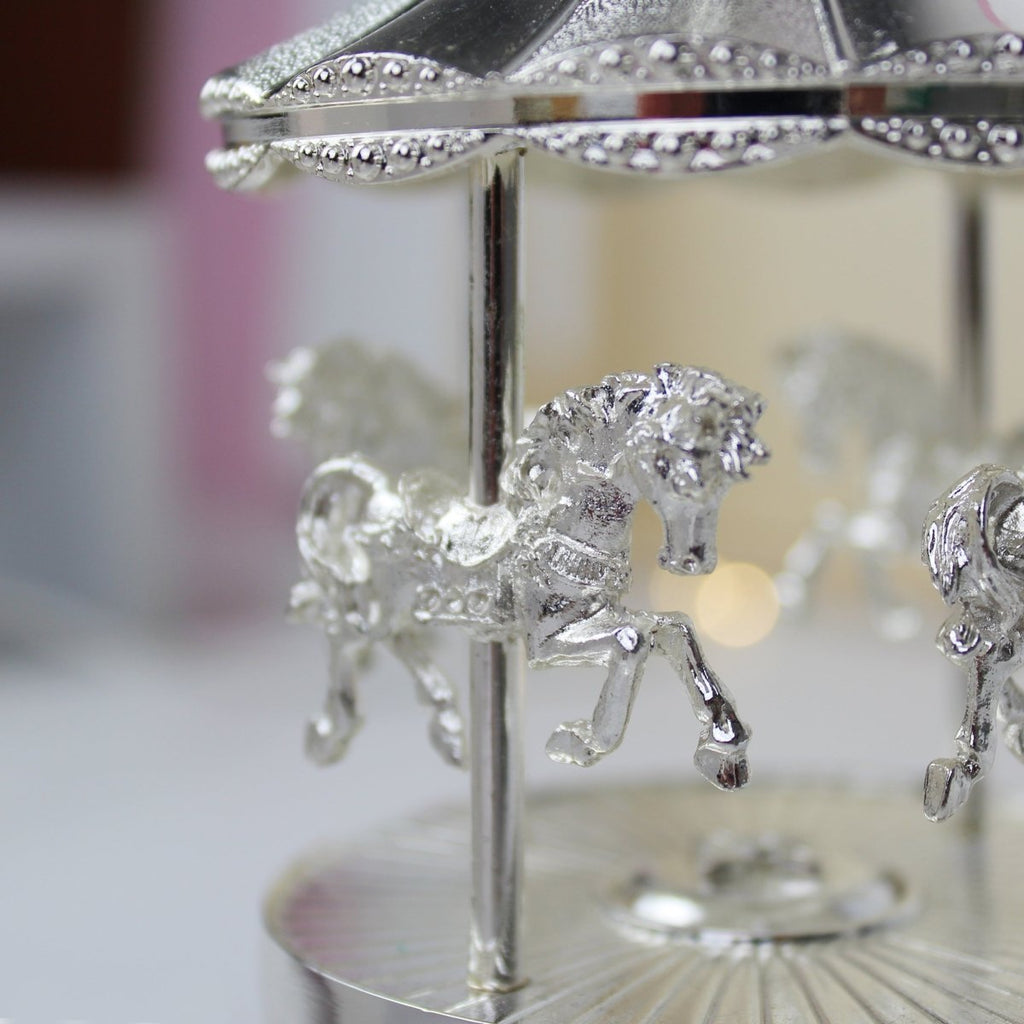Personalised Silver Musical "Rock-a-Bye Baby" Carousel Ornament For Babies & Young Children