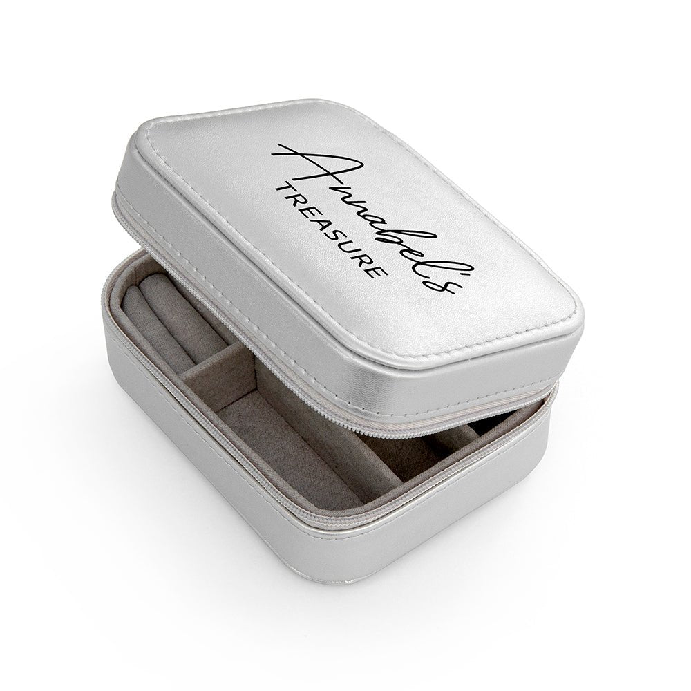 Personalised Silver 'My Treasure' Travel Jewellery Case
