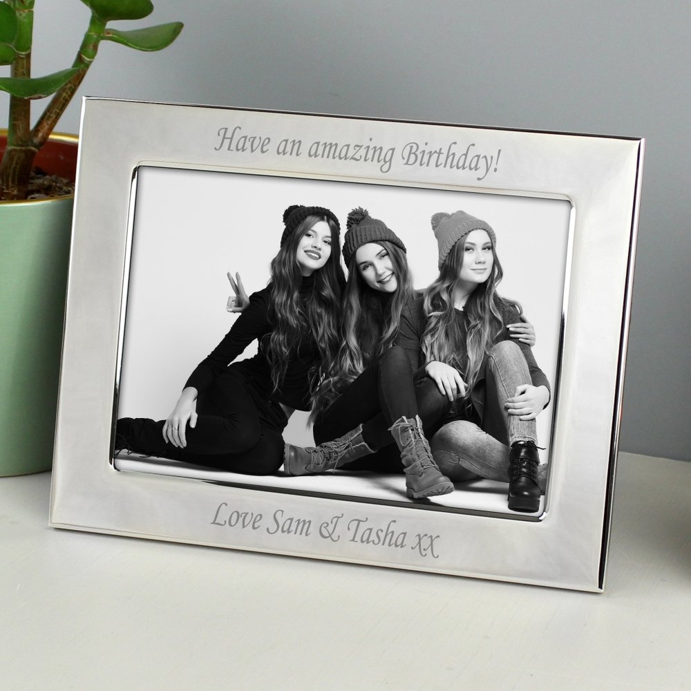 Personalised Silver Plated 6x4 Inch Landscape Photo Frame