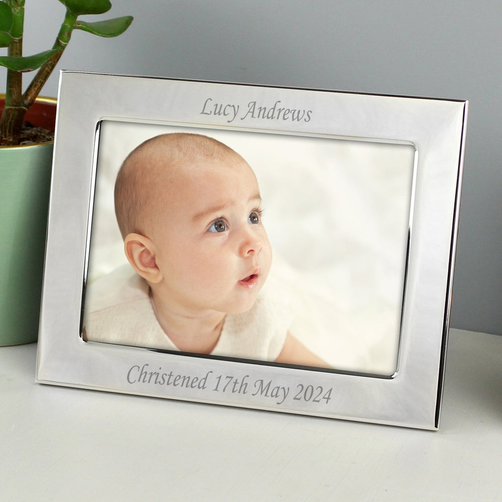 Personalised Silver Plated 7x5 Inch Landscape Photo Frame