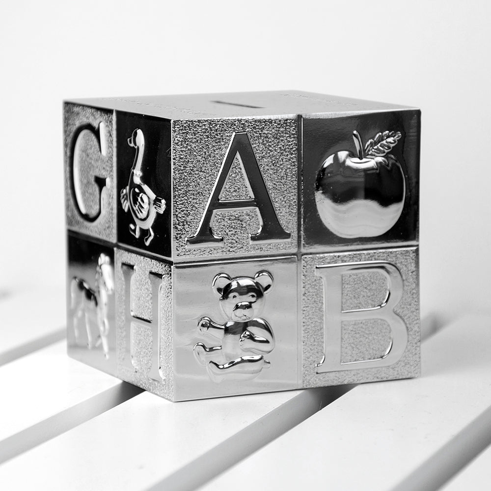 Personalised Silver Plated Abc Money Box