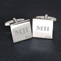 Personalised Silver Retro Striped Cufflinks