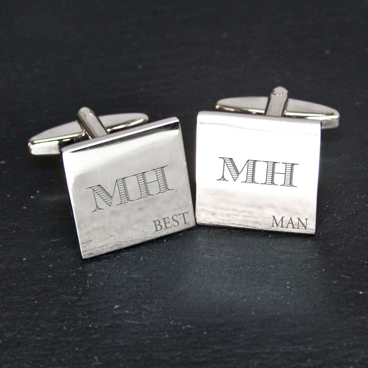 Personalised Silver Retro Striped Cufflinks