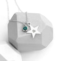 Personalised Personalised Silver Star with Birthstone Crystal Necklace