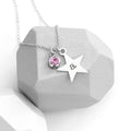 Personalised Personalised Silver Star with Birthstone Crystal Necklace