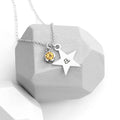 Personalised Personalised Silver Star with Birthstone Crystal Necklace