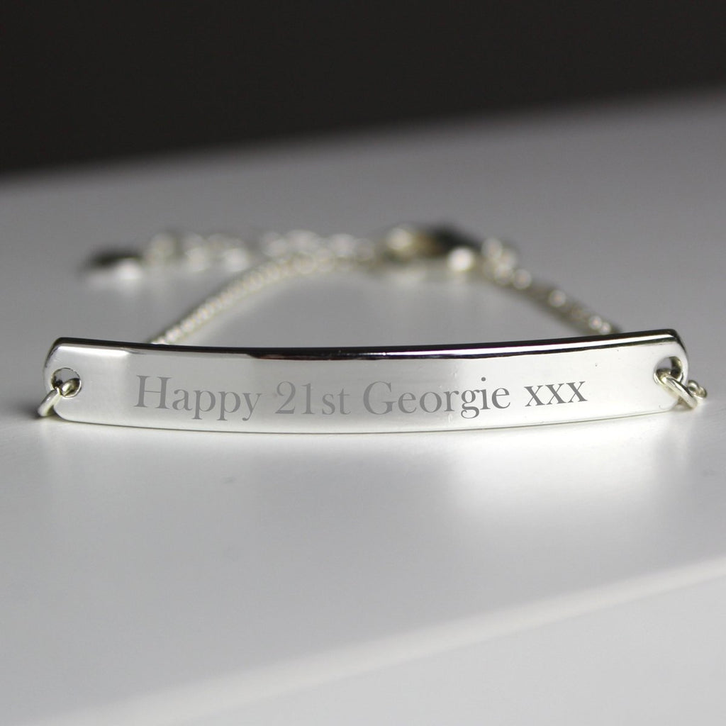 Personalised Silver Tone Bar Bracelet