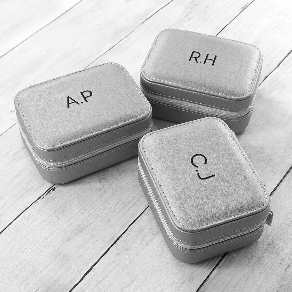 Personalised Metallic Silver Travel Jewellery Case