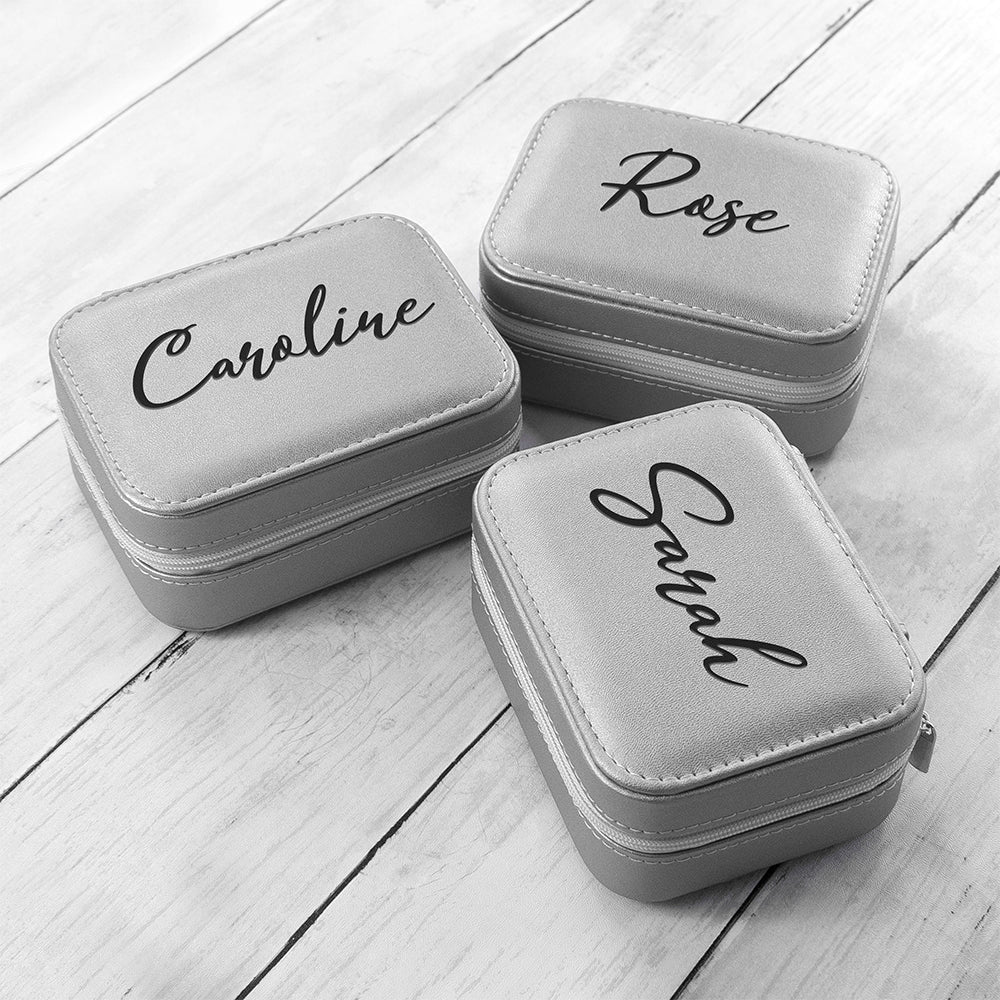 Personalised Metallic Silver Travel Jewellery Case