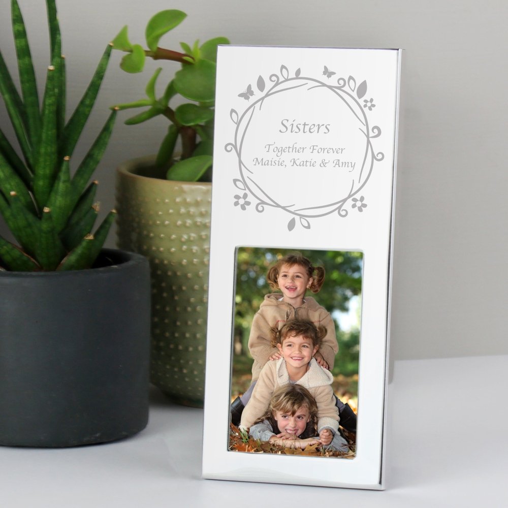 Personalised Small Butterfly Swirl 2x3 Inch Silver Photo Frame