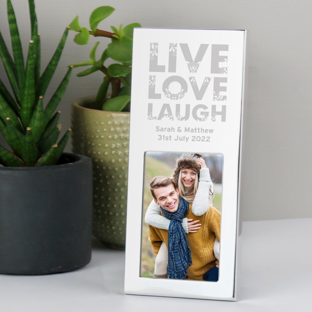 Personalised Small Live Love Laugh 2x3 Inch Silver Photo Frame