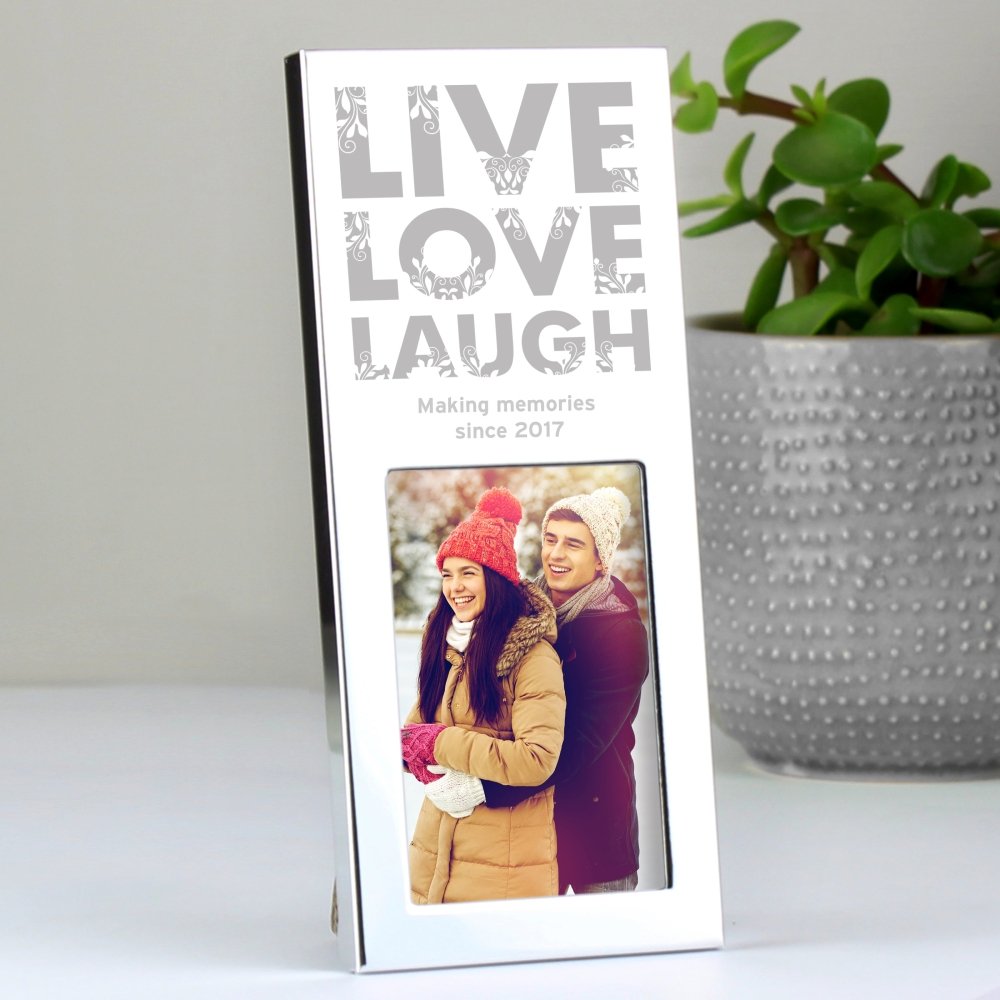 Personalised Small Live Love Laugh 2x3 Inch Silver Photo Frame