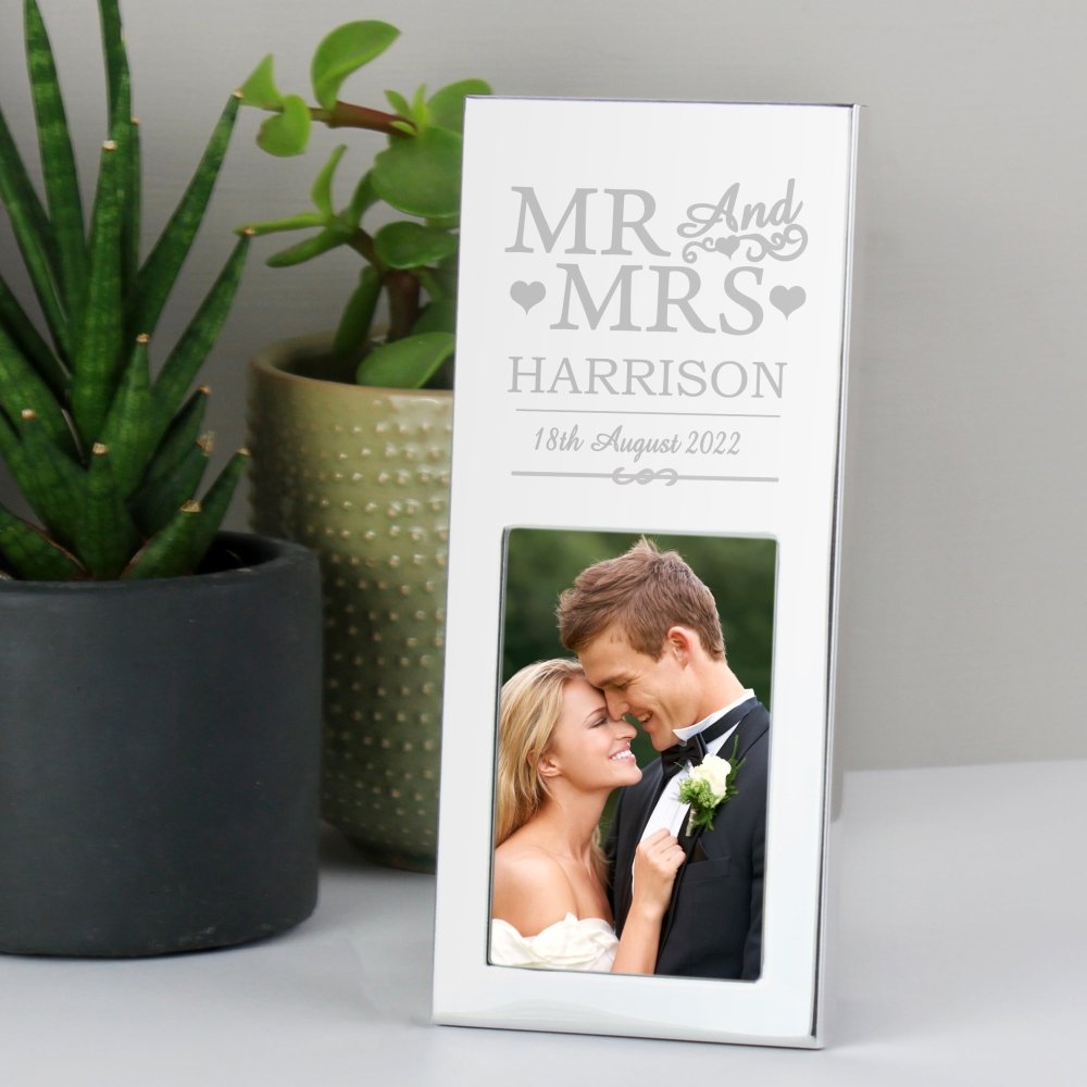 Personalised Small Mr & Mrs 2x3 Inch Silver Photo Frame