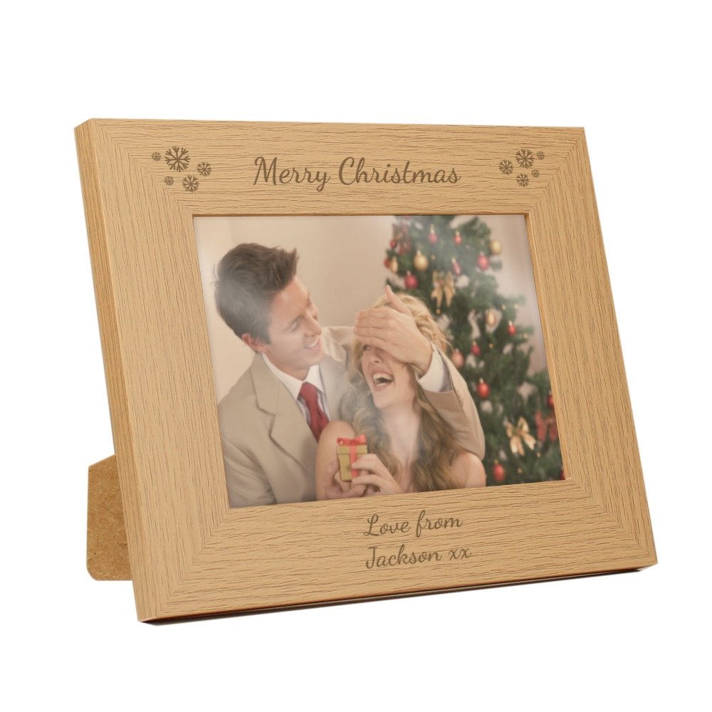 Personalised Snowflake 5x7 Inch Landscape Wooden Photo Frame