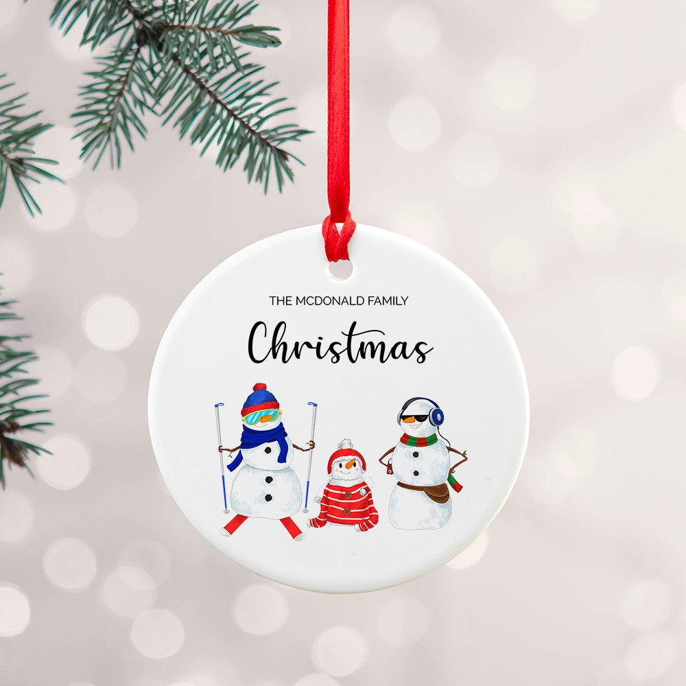 Personalised Personalised Snowman Family Christmas Ornament