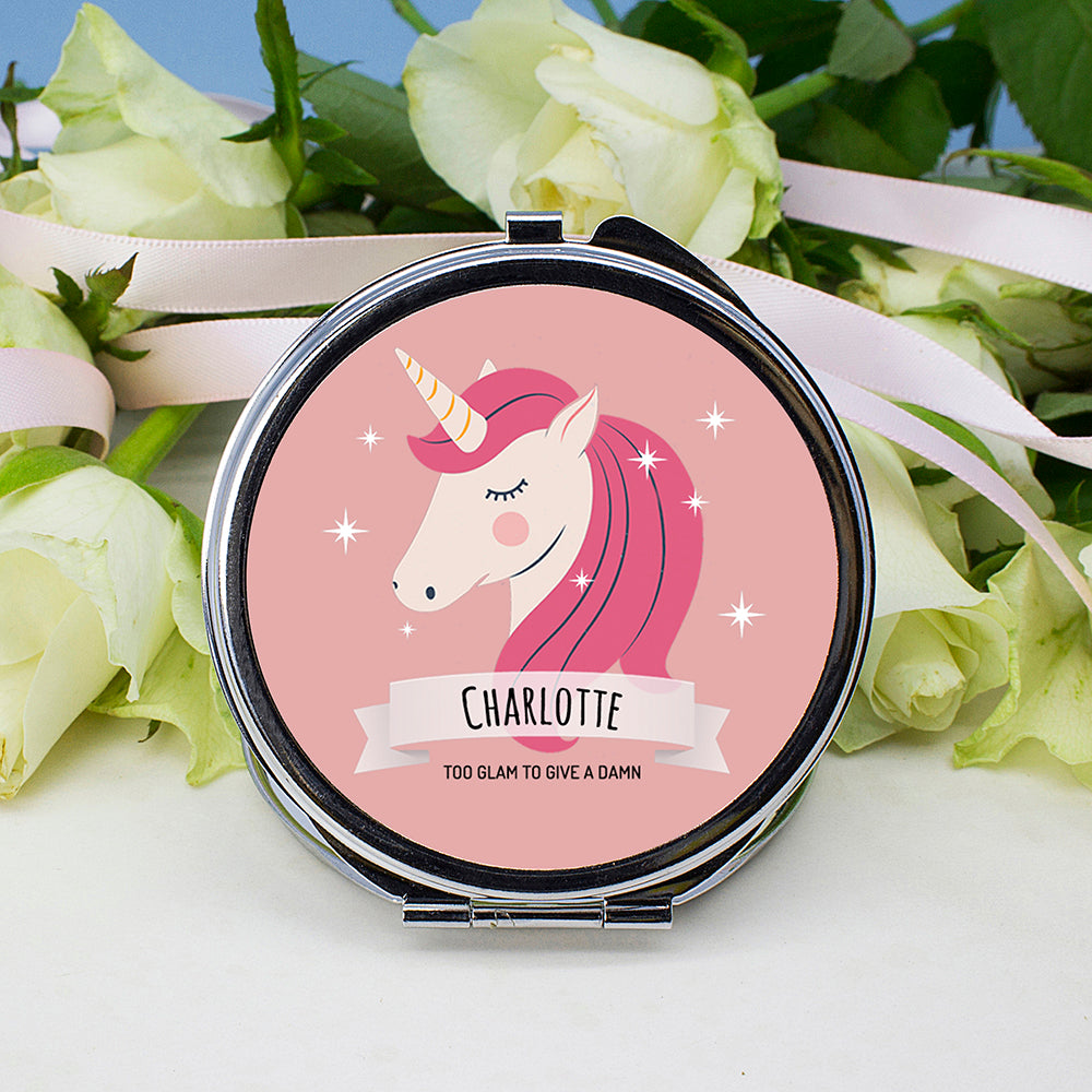 Personalised Personalised Sparkle Squad Round Pink Compact Mirror