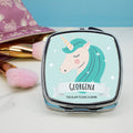 Personalised Personalised Sparkle Squad Square Blue Compact Mirror