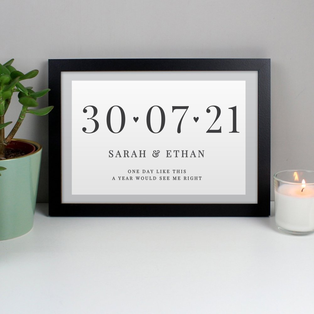 Personalised Special Date A4 Black Framed Print