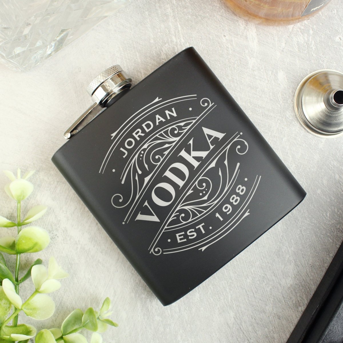 Personalised Spirit Black Hip Flask - Father's Day Gift