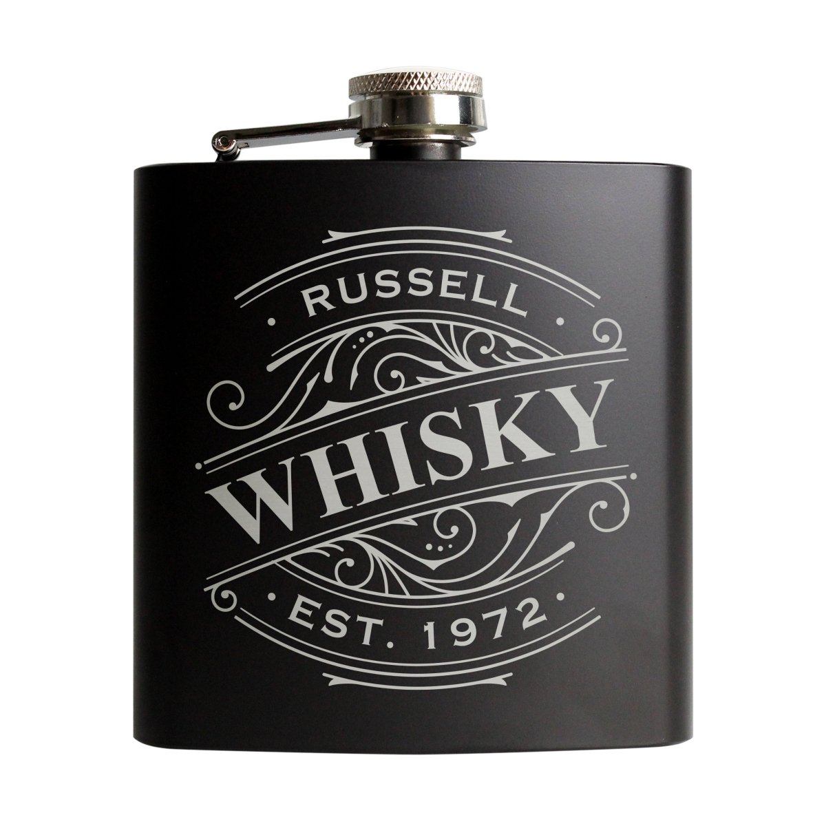 Personalised Spirit Black Hip Flask - Father's Day Gift
