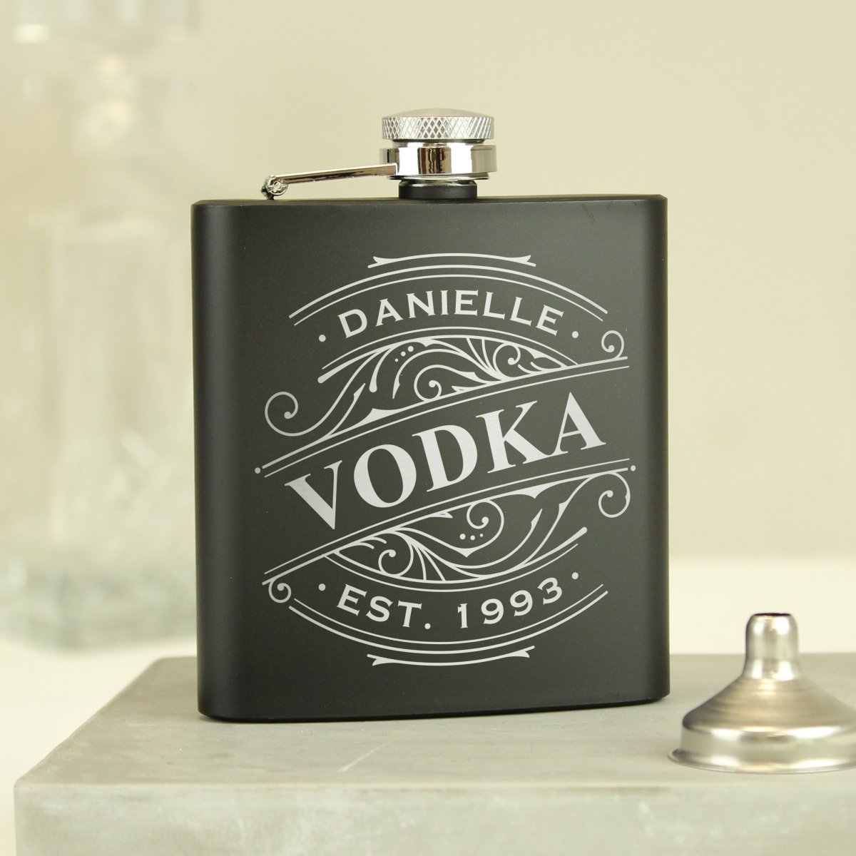 Personalised Spirit Black Hip Flask - Father's Day Gift