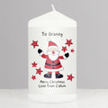 Personalised Spotty Santa Pillar Candle