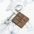 Personalised Personalised Square Walnut Keyring