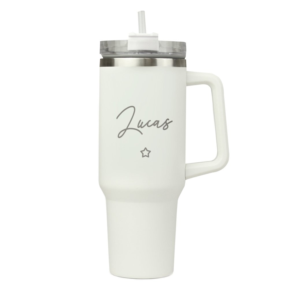 Personalised Star 40Oz White Travel Cup