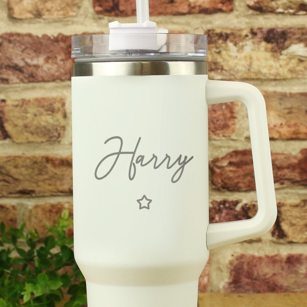 Personalised Star 40Oz White Travel Cup