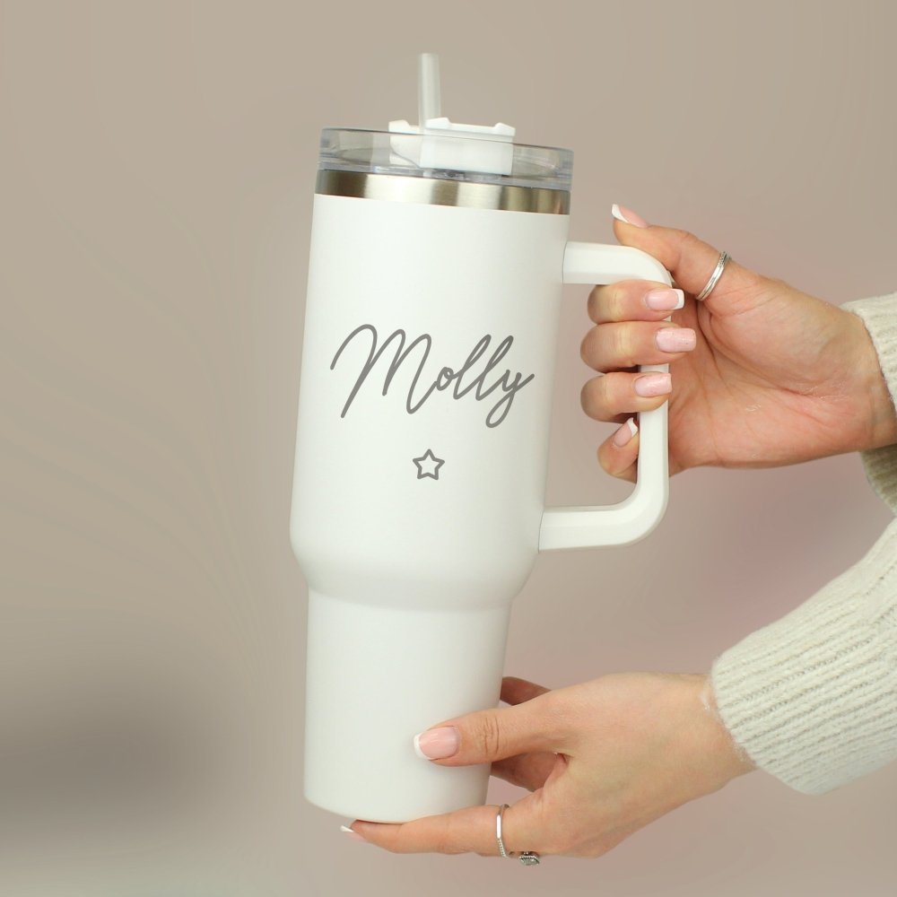 Personalised Star 40Oz White Travel Cup