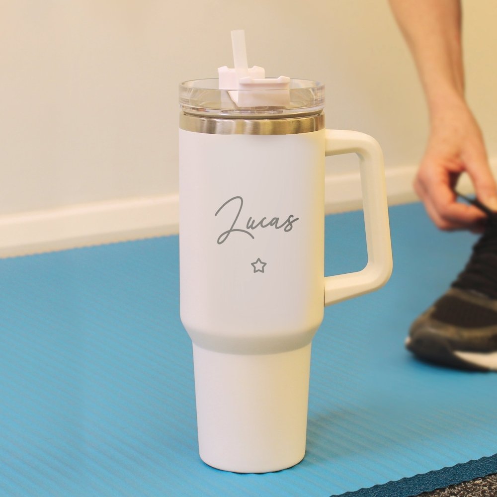 Personalised Star 40Oz White Travel Cup