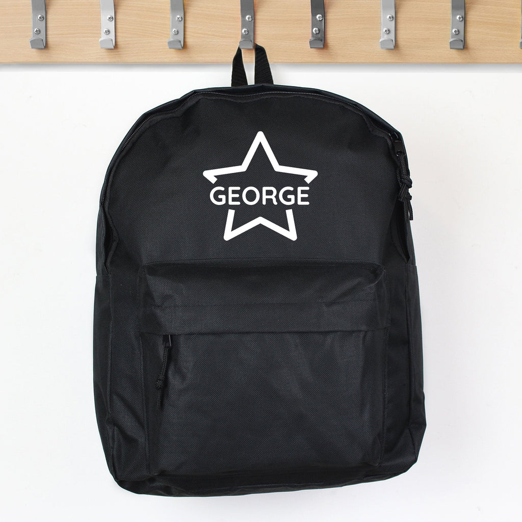 Personalised Star Black Backpack