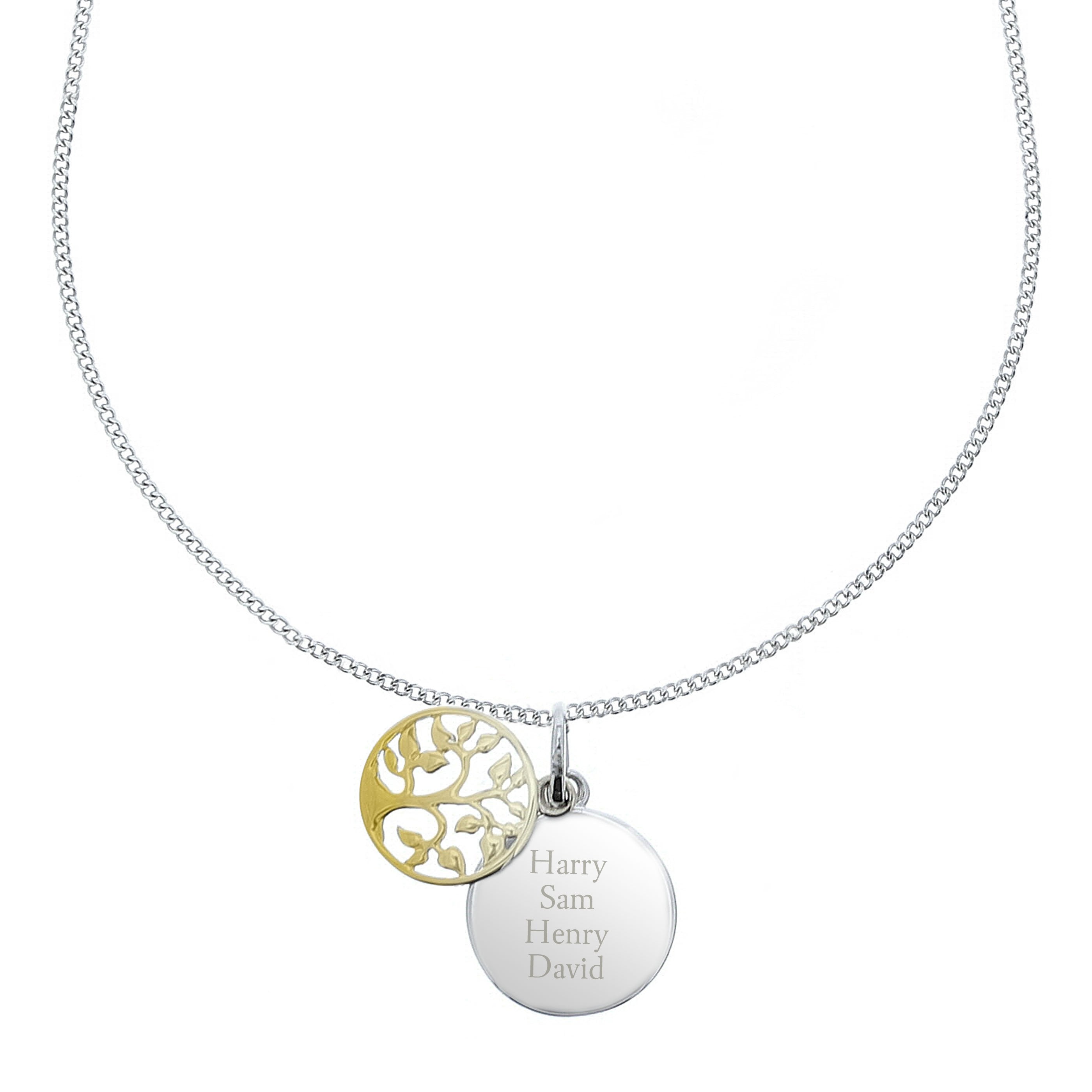 Personalised Sterling Silver & 9Ct Gold Family Tree Of Life Necklace