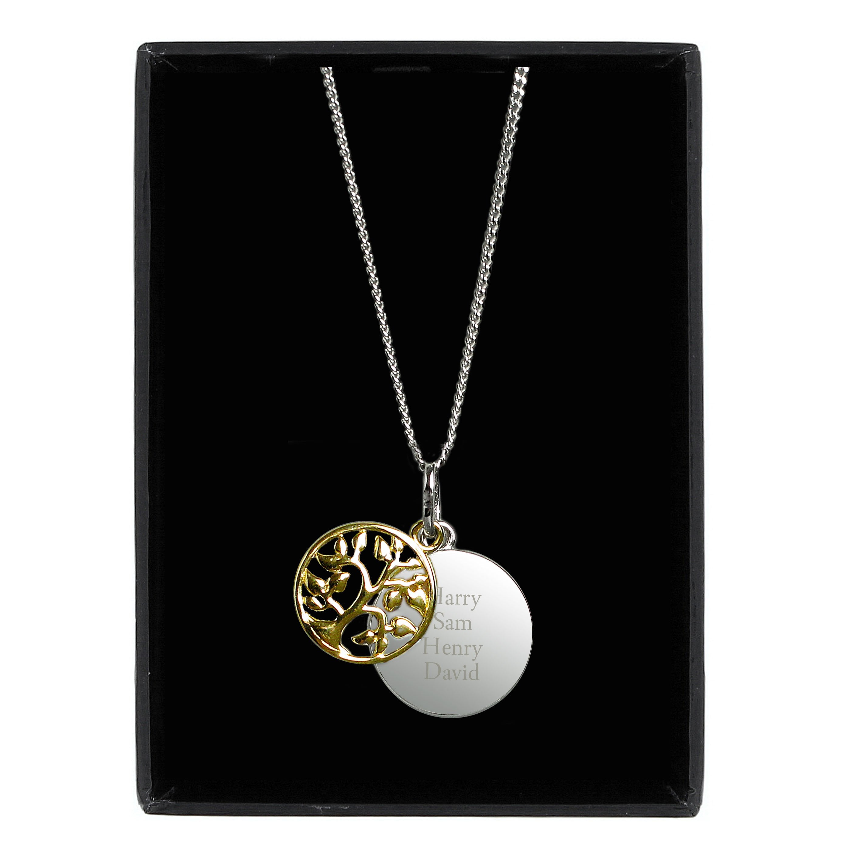 Personalised Sterling Silver & 9Ct Gold Family Tree Of Life Necklace