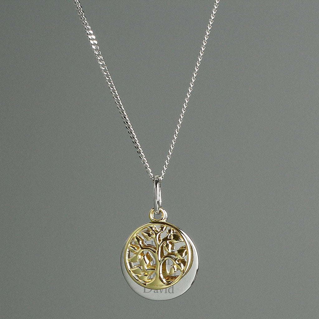 Personalised Sterling Silver & 9Ct Gold Family Tree Of Life Necklace