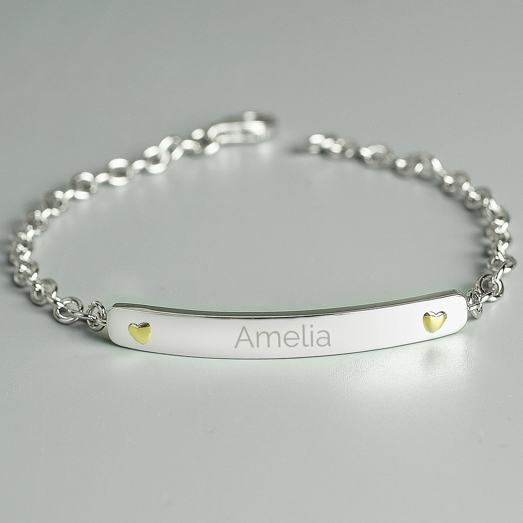 Personalised Sterling Silver And 9Ct Gold Bar Bracelet