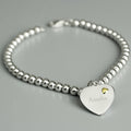 Personalised Sterling Silver And 9Ct Gold Heart Bracelet