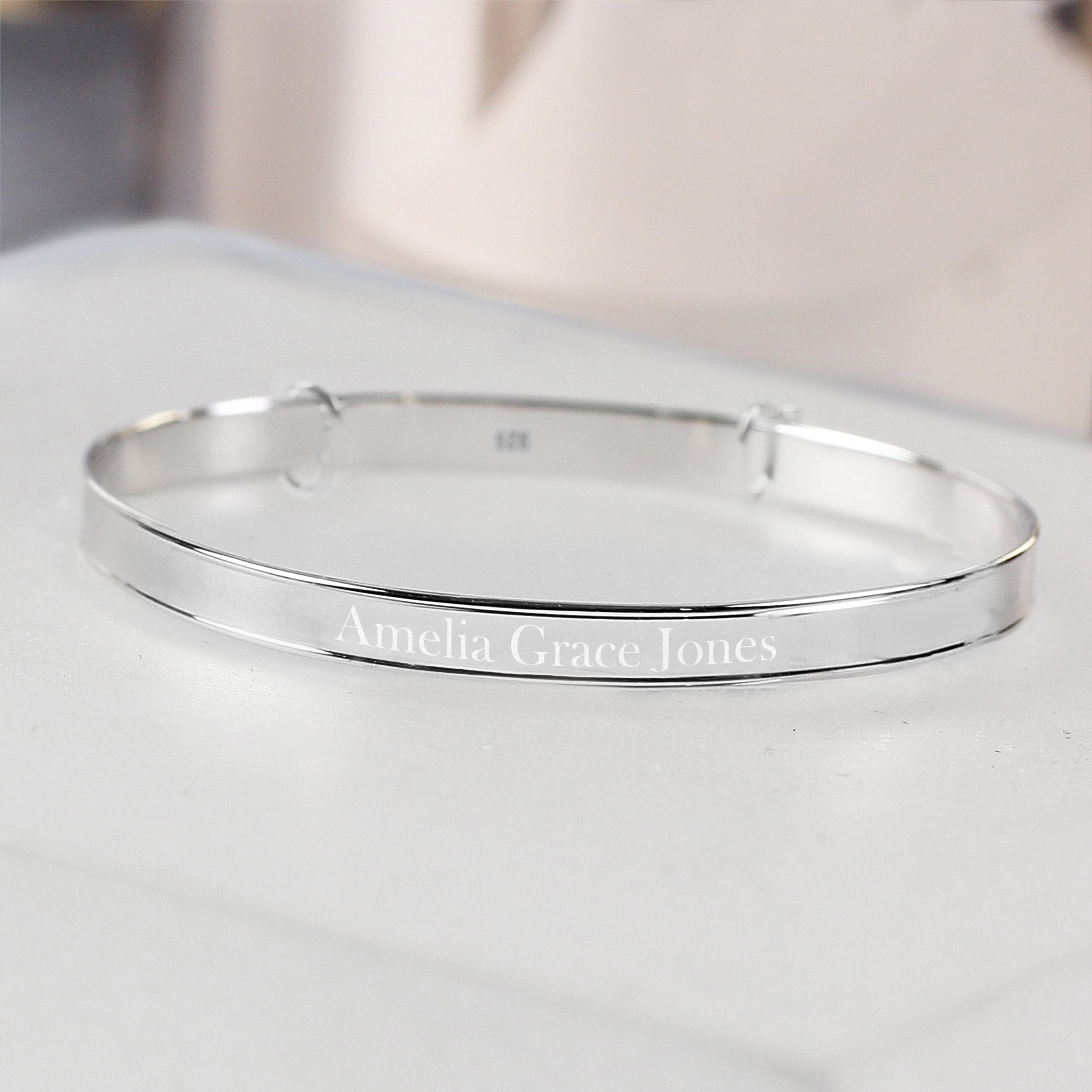 Personalised Sterling Silver Childs Expanding Diamante Star Bracelet -  Ideal For Newborn Babies, Christenings