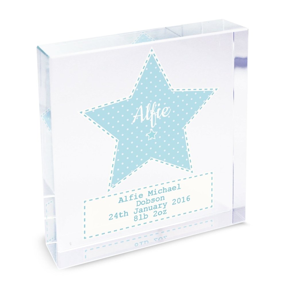 Personalised Stitch & Dot Baby Boy Large Crystal Token