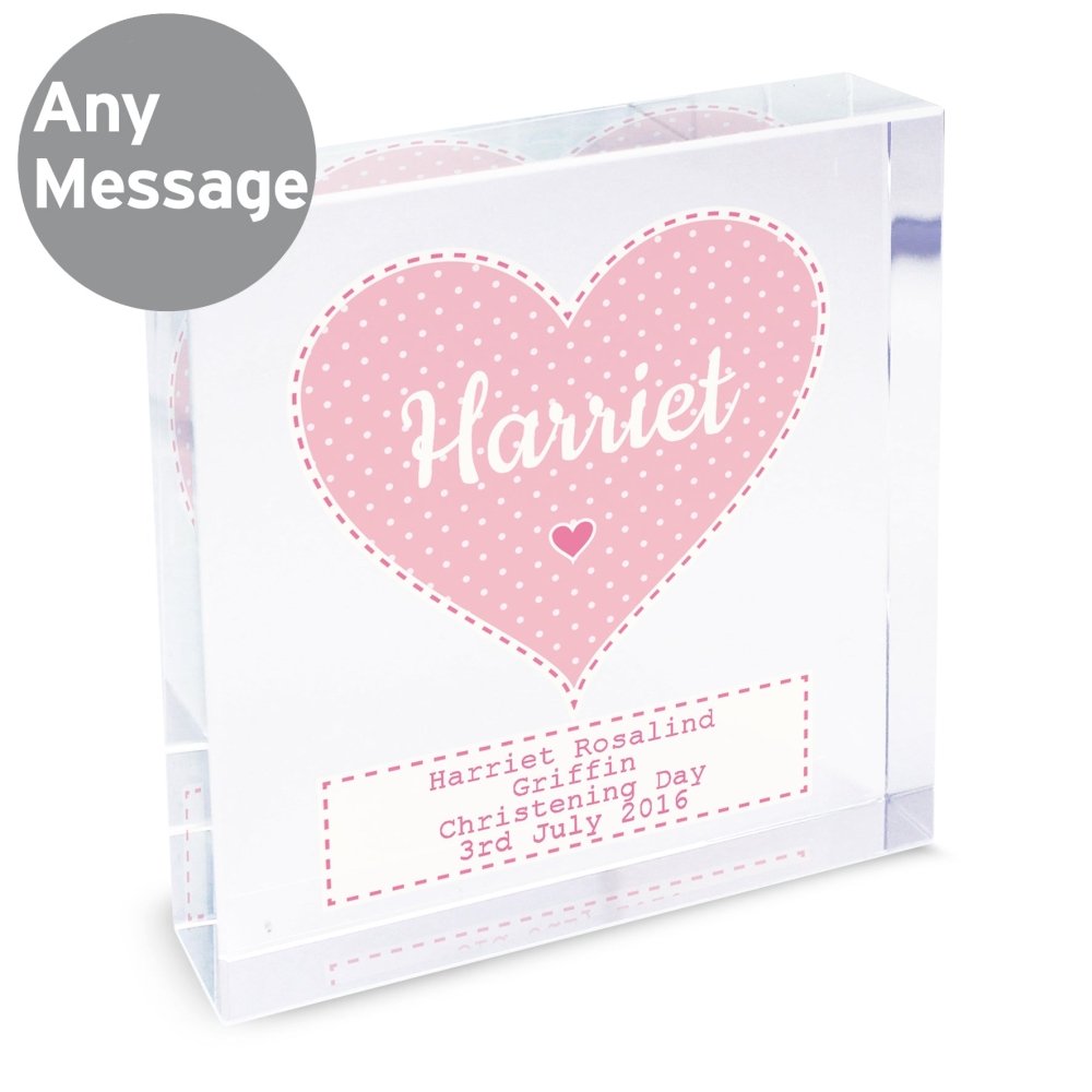 Personalised Stitch & Dot Baby Girl Large Crystal Token