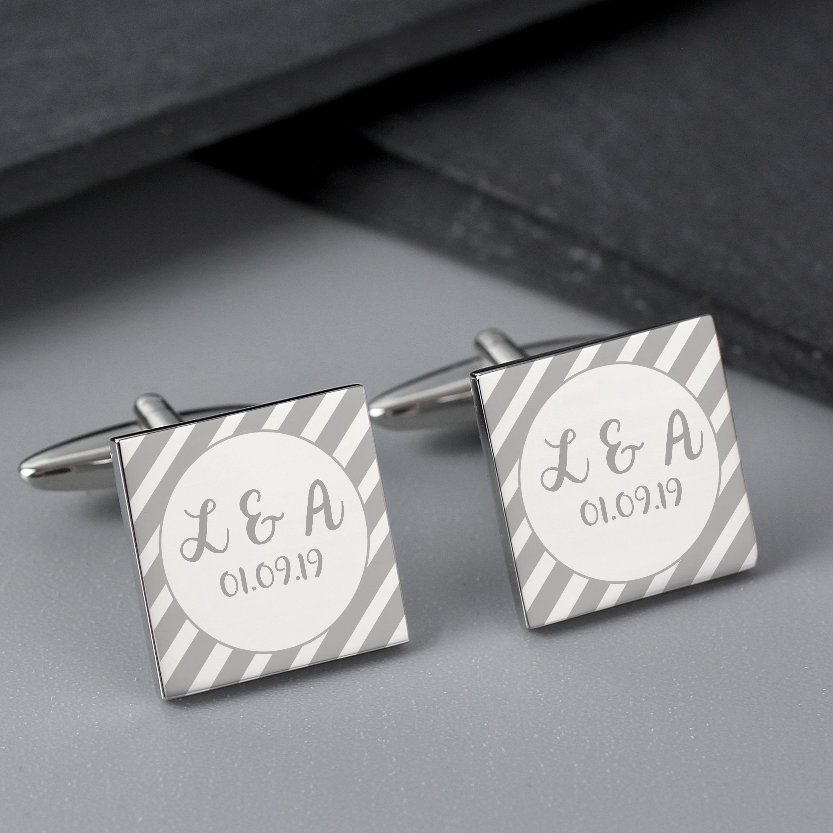 Personalised Stripes Square Cufflinks